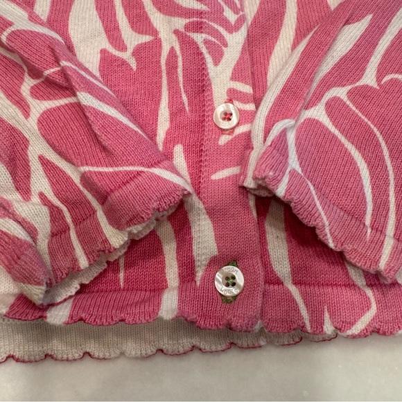 Lilly Pulitzer Girls Pink & White Cardigan Button Up Size 6 - Picture 7 of 10